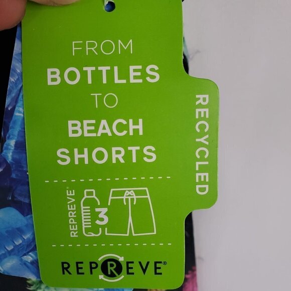 NWT 360 Surf Men's Beach Shorts Black w/ Pineapples Recycled Poly - Picture 9 of 9